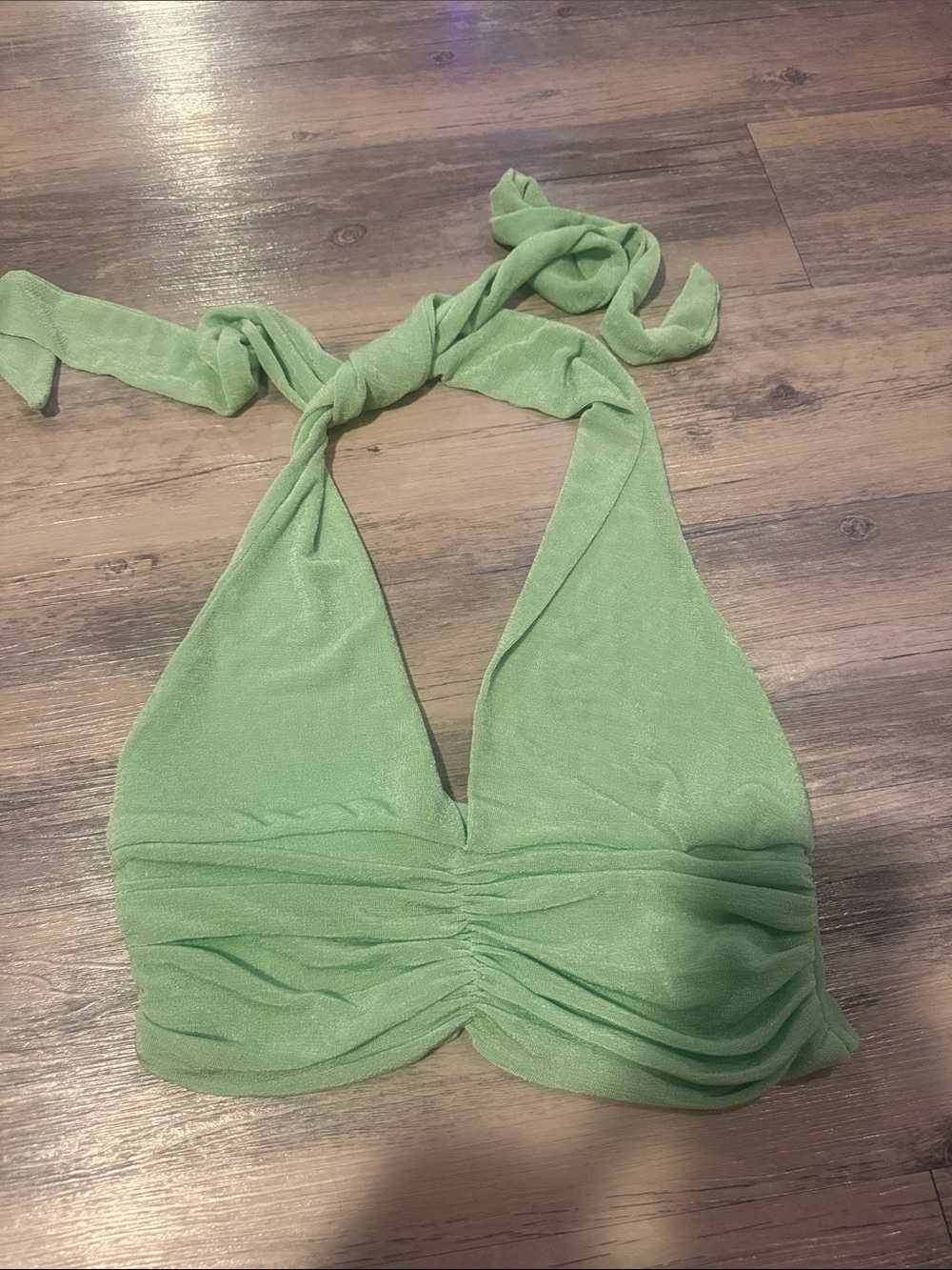 Women’s Halter Ruched Crop Top - Green